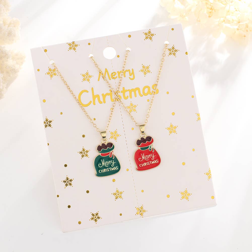 CHRISTMAS SNOWMAN CHRISTMAS TREE NECKLACE SET