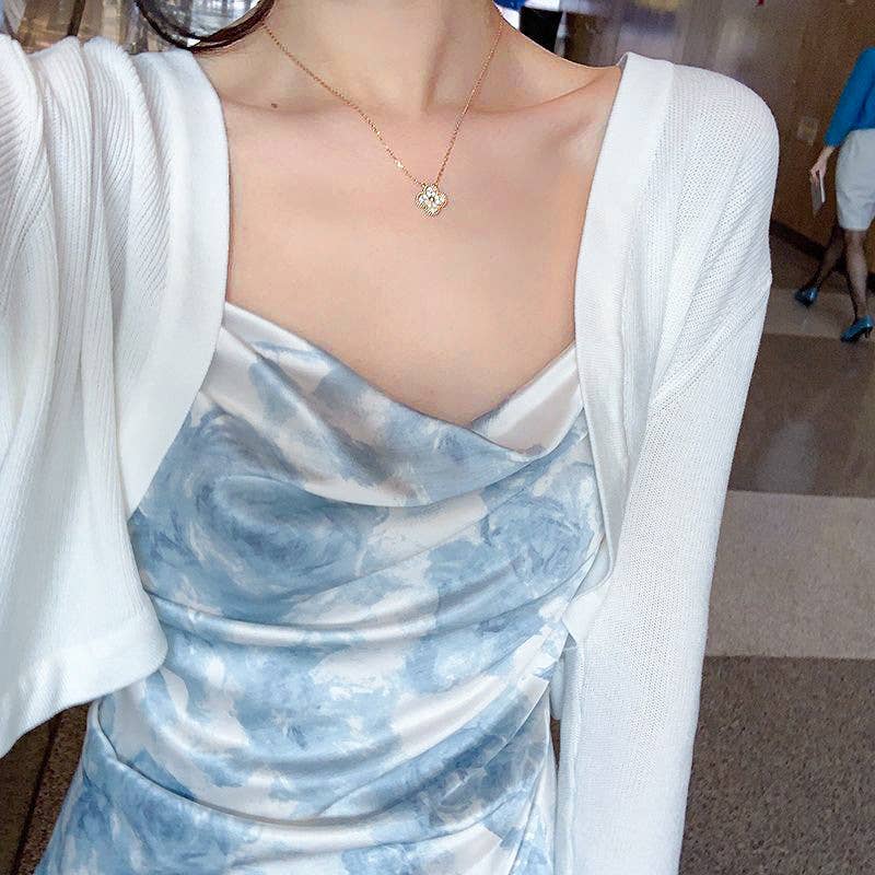 Printed slit sleeveless halter dress