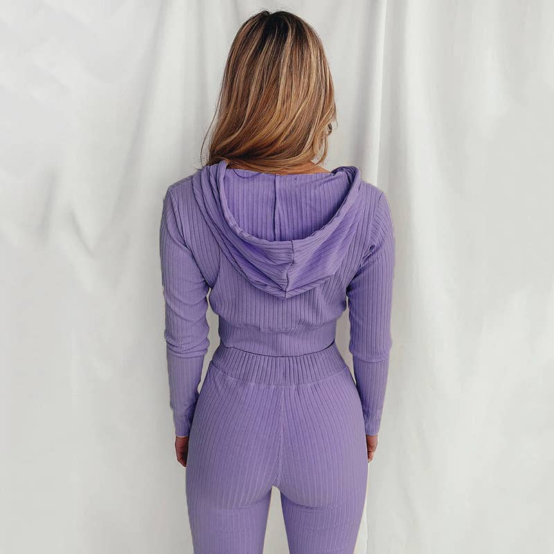 HOODED LONG-SLEEVED SLIM-FIT ATHLEISURE SUIT