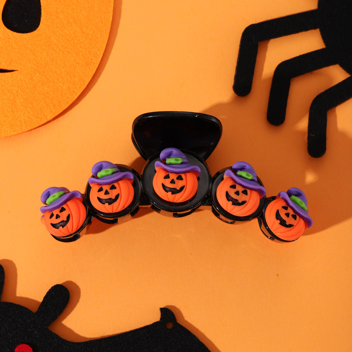 Halloween Pumpkin & Witch Hat Hair Claw_CWAHA1464