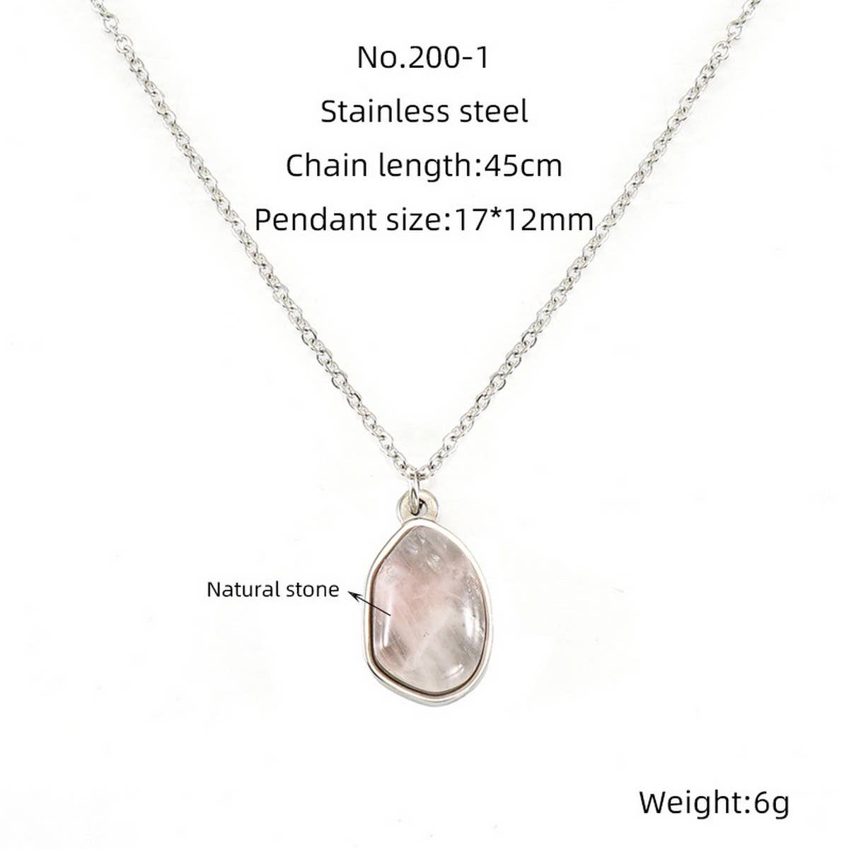 Irregular natural stone titanium steel clavicle chain