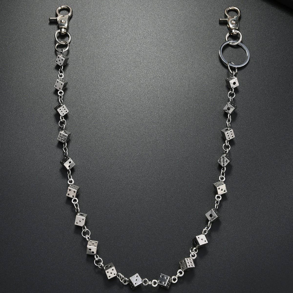 HIP-HOP PUNK STYLE METAL DICE PANTS CHAIN