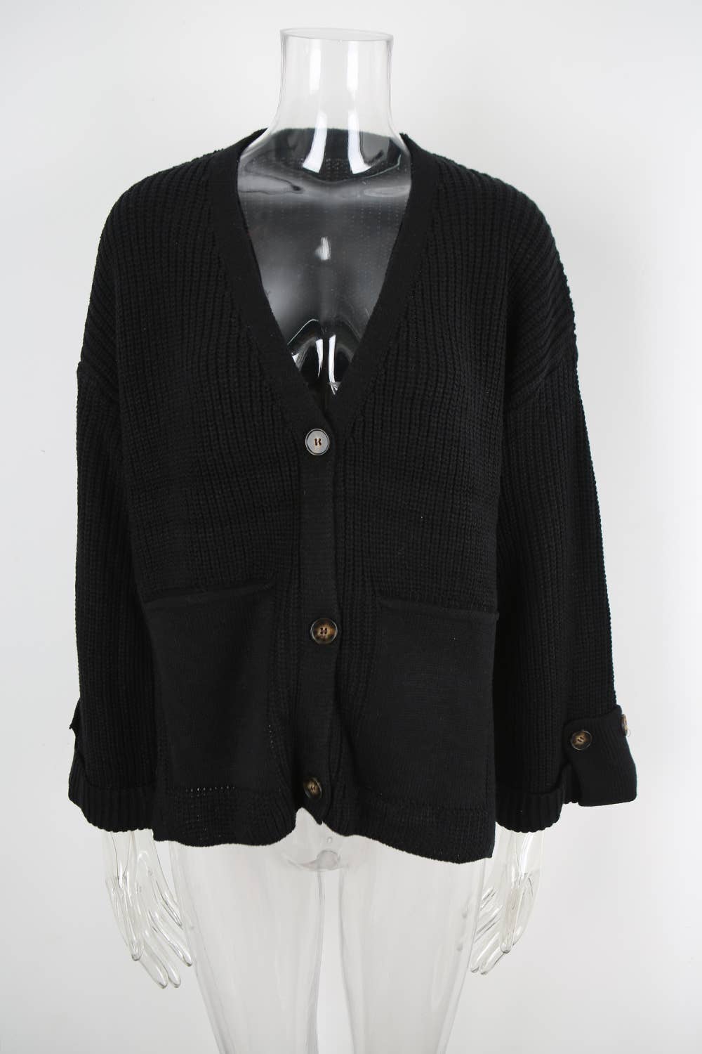 Fashion loose V-neck single-breasted cardigan