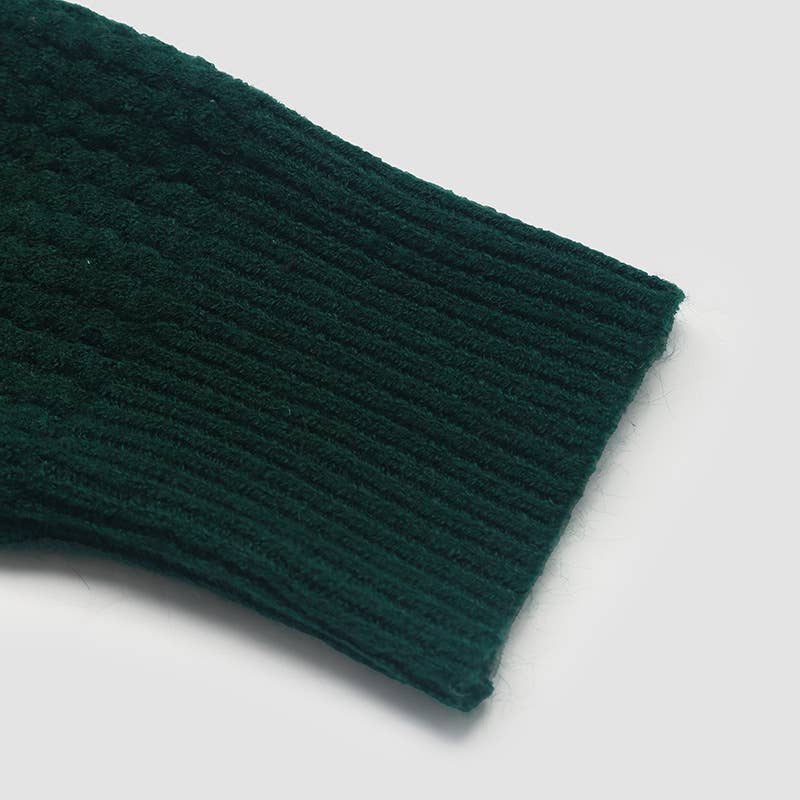KNIT PULLOVER VINTAGE DARK GREEN LAPEL SWEATER
