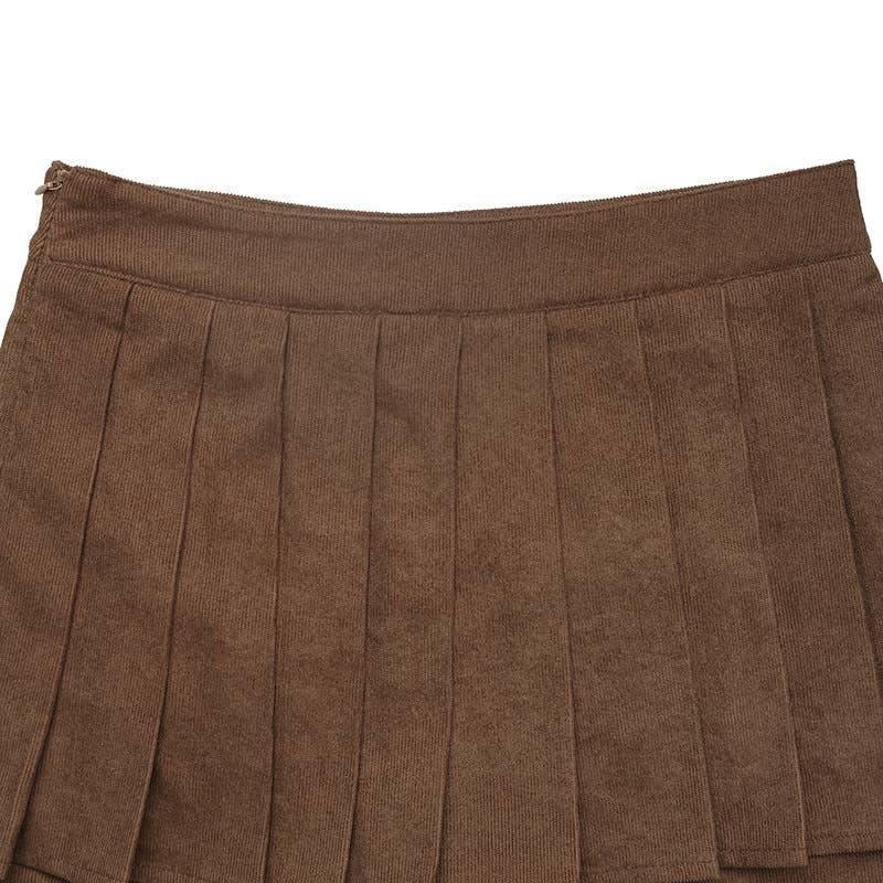 Mini high-waisted pleated skirt pants