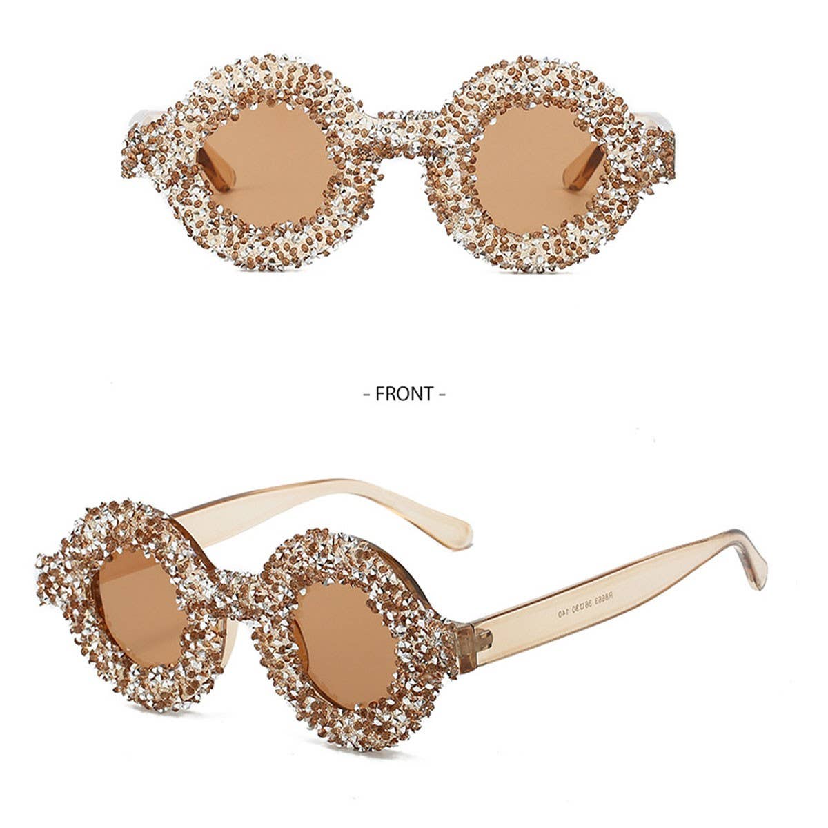 FASHIONABLE ROUND DIAMOND-STUDDED SMALL SUNGLASSES