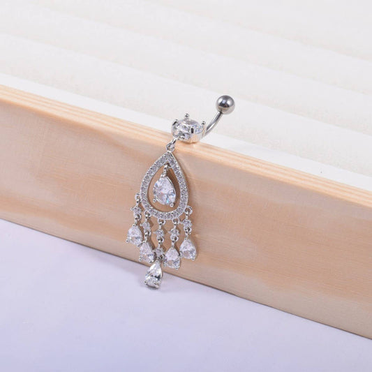 Teardrop CZ Tassel Navel Ring Belly Piercing