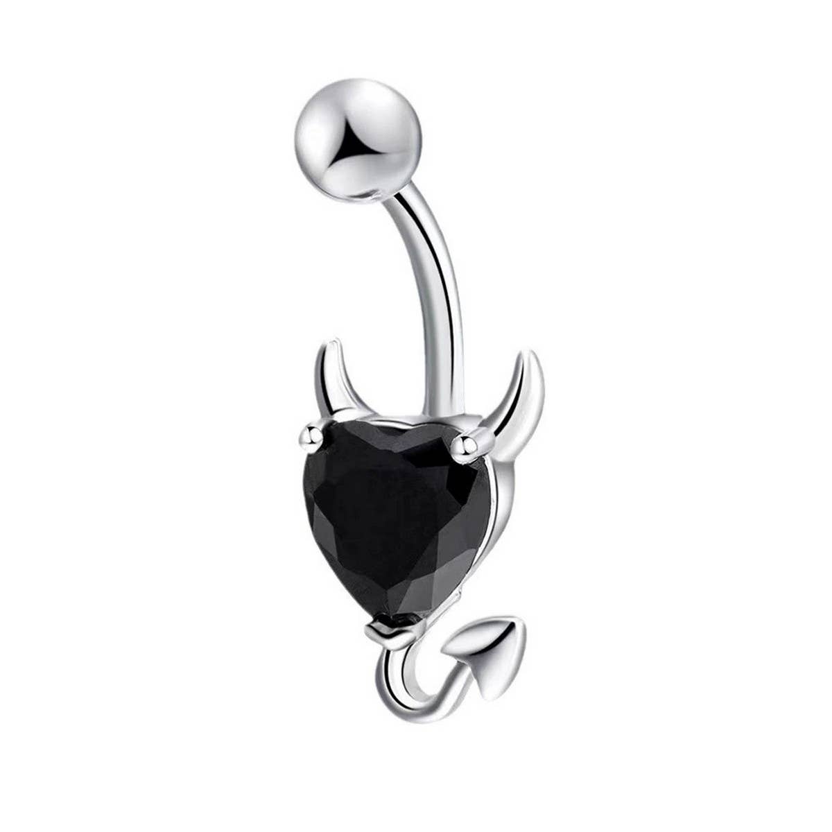 Devil Heart Zircon Belly Button Piercing Ring
