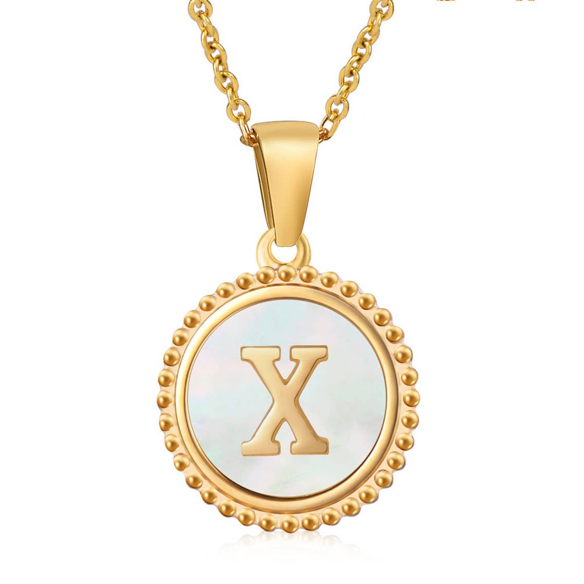18K GOLD STAINLESS STEEL SHELL LETTER NECKLACE_CWAJE0686