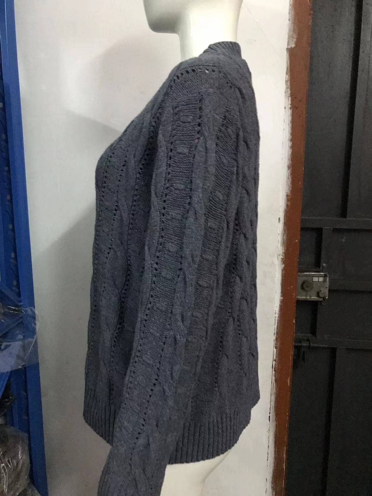 CWOSWL0815_ Long Sleeve Loose Neck Pullover Sweater