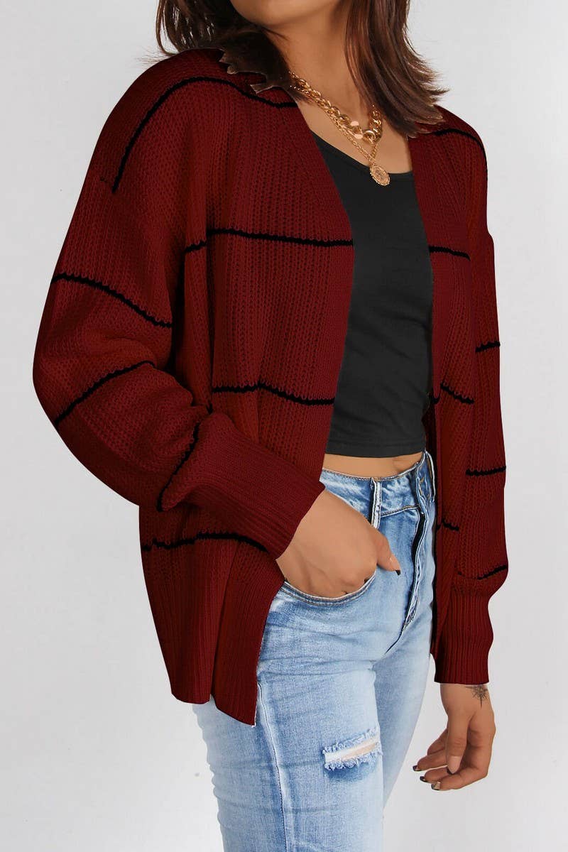 Women's short loose knit cardigan coat
