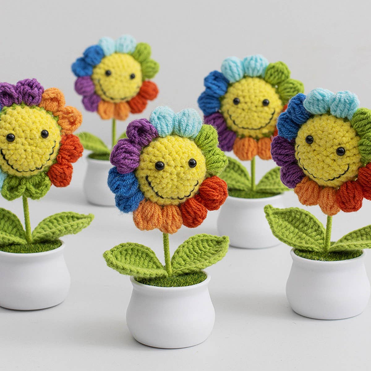 CWMM9271_HAND-KNITTED SUNFLOWER POTTED ORNAMENTS