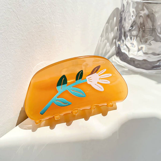 Vintage Print Acrylic Hair Claw - Candy Color Clip_CWAHA0735