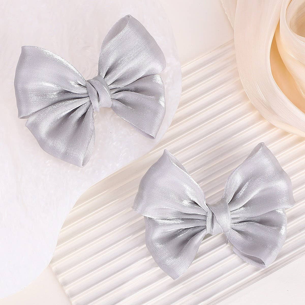 Solid Shiny Bow Hair Clip Set for JK Girls_CWAHA6719