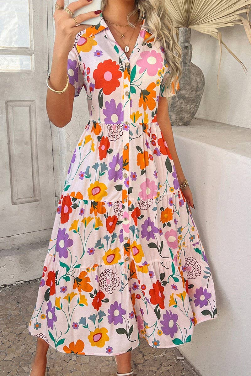 CWDMD5374_CASUAL HOLIDAY HIGH WAIST GEOMETRIC CONTRAST DRESS