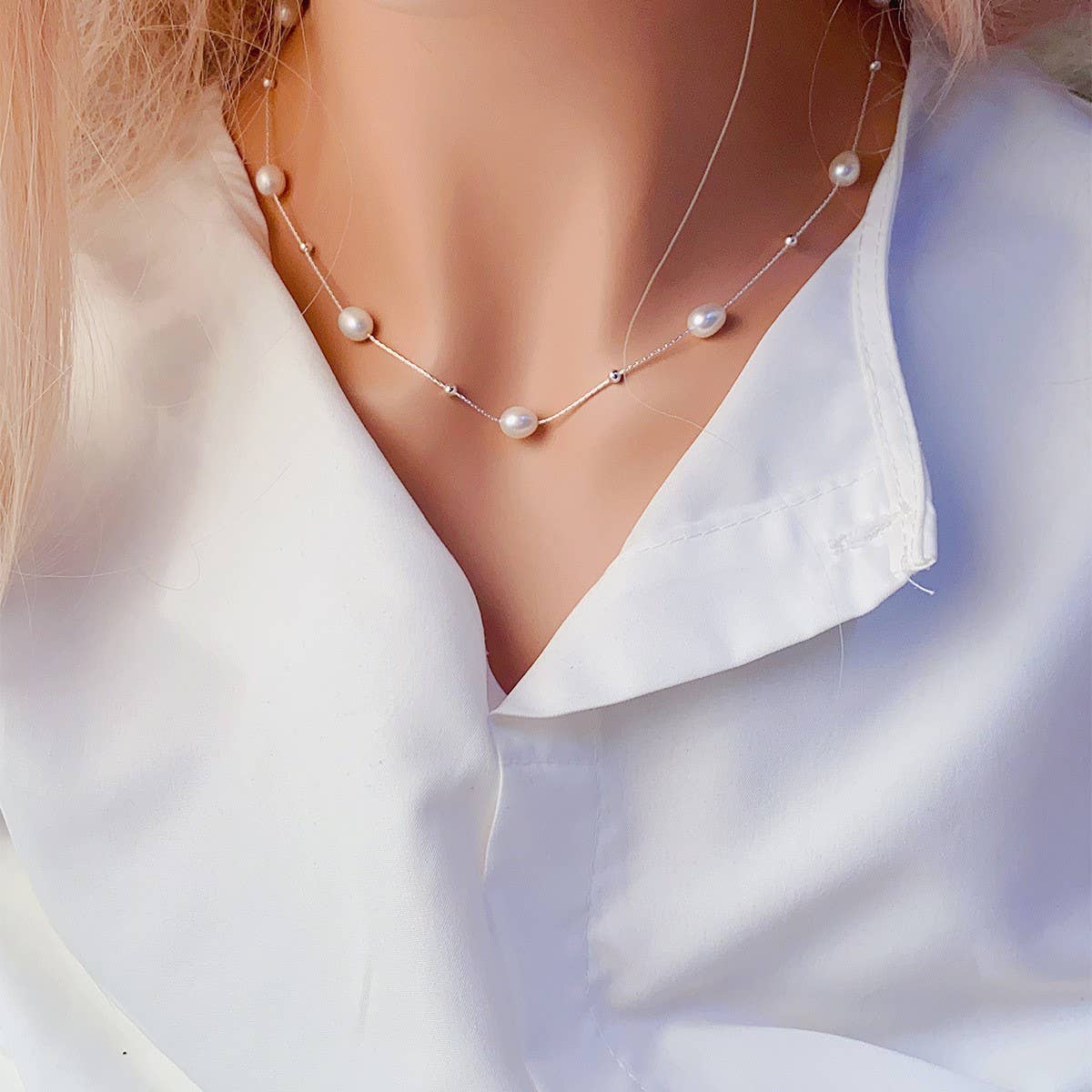 Natural freshwater pearl starry sky necklace