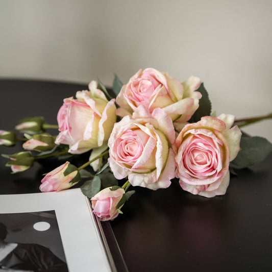 Vintage Burnt Edge Rose Bouquet for Home Decor