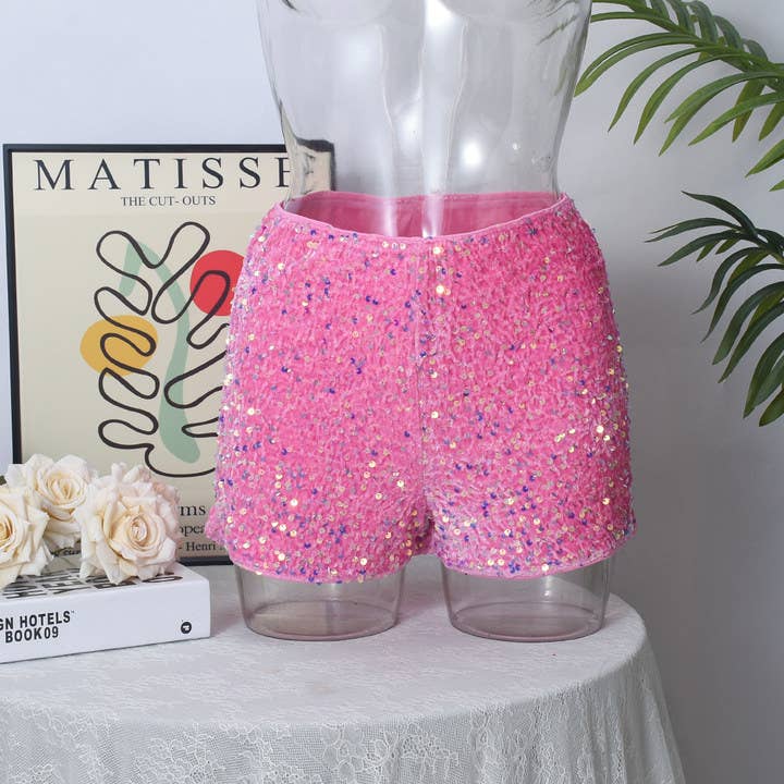 Leopard-print elastic tight-waisted hot pants