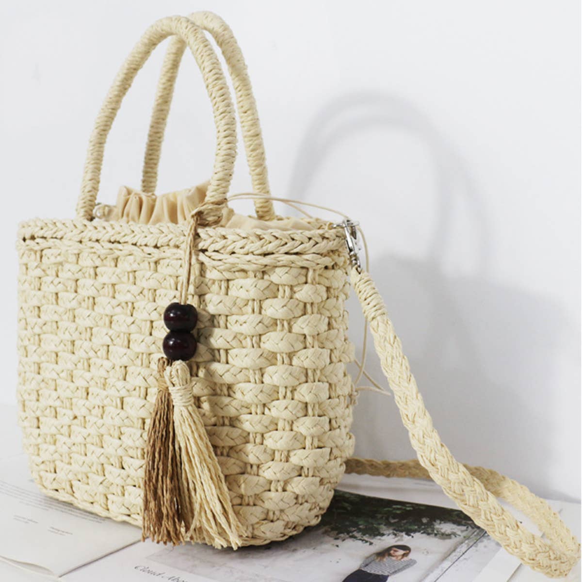 WOMEN STRAW BEACH SHOULDER BAG_CWAB0824