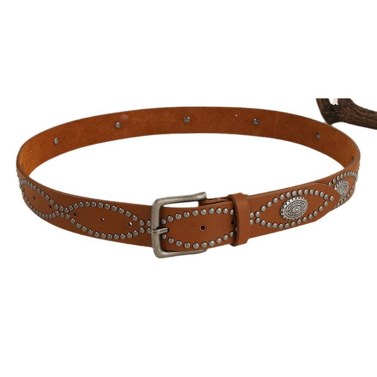COWBOY STYLE BEADED RETRO PUNK STYLE RIVET BELT