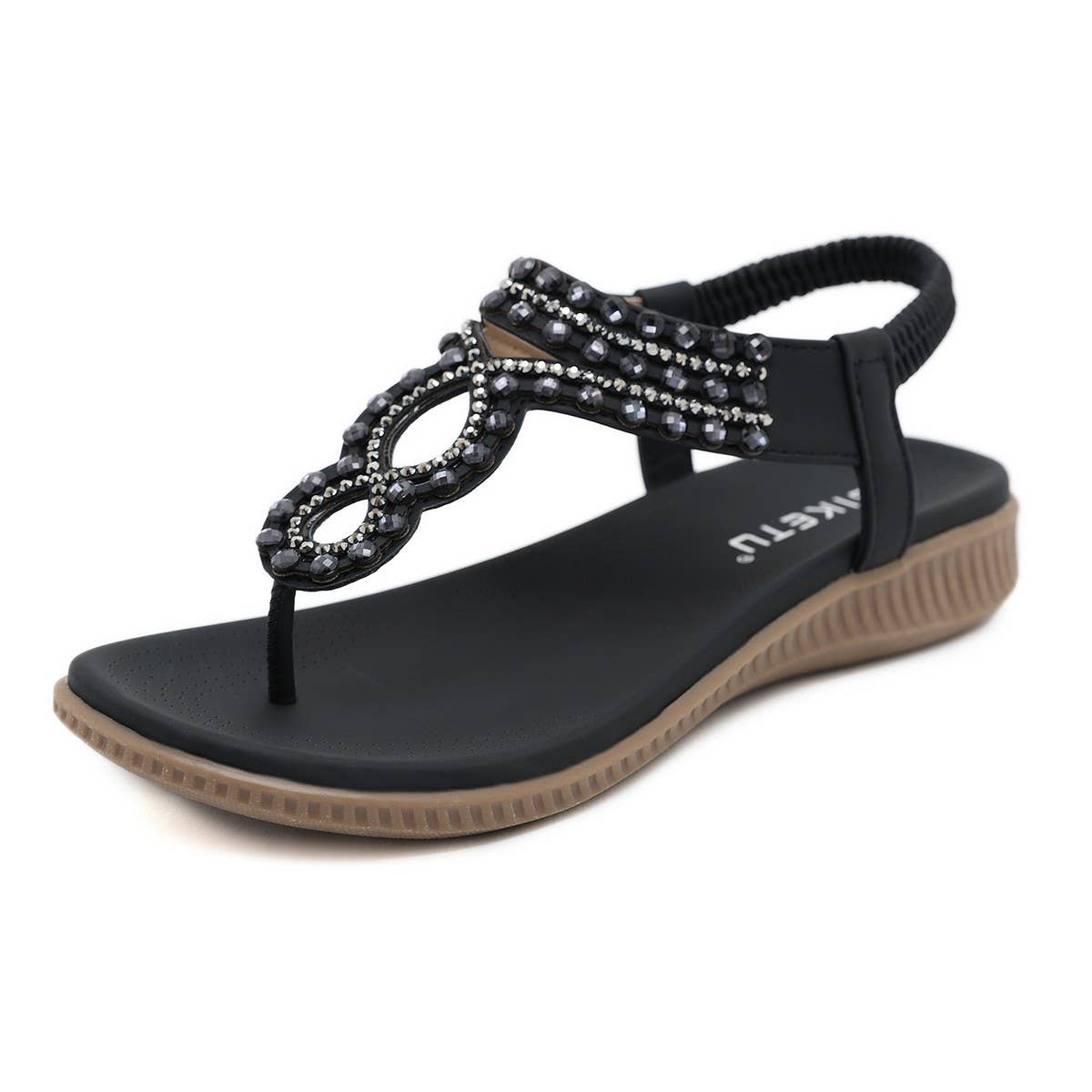 CRYSTAL BEADED DECORATIVE PINCH TOE SANDALS