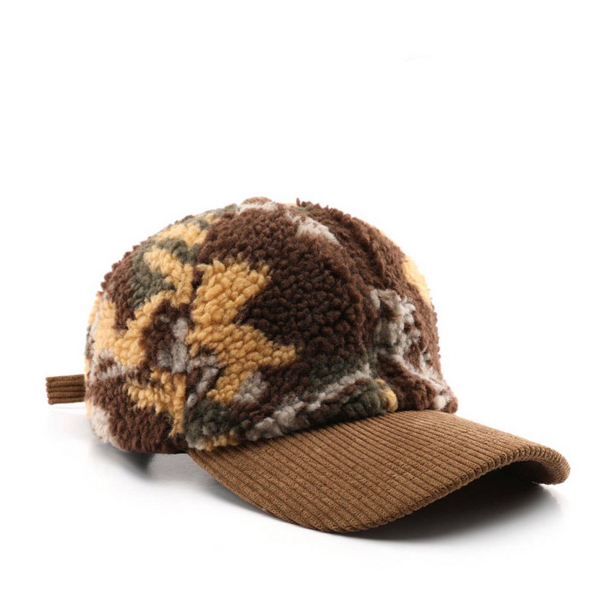Winter Colorblock Fleece Camo Baseball Cap_CWAH2171
