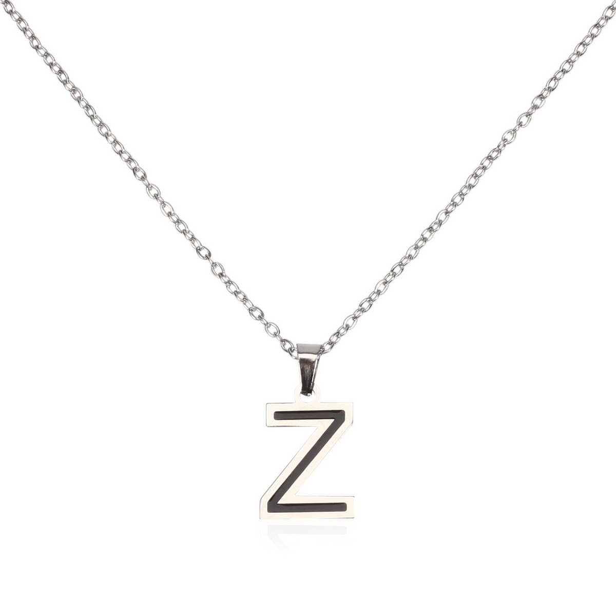 CWAJE05716_STAINLESS STEEL ALPHABET LETTER PENDANT NECKLACE