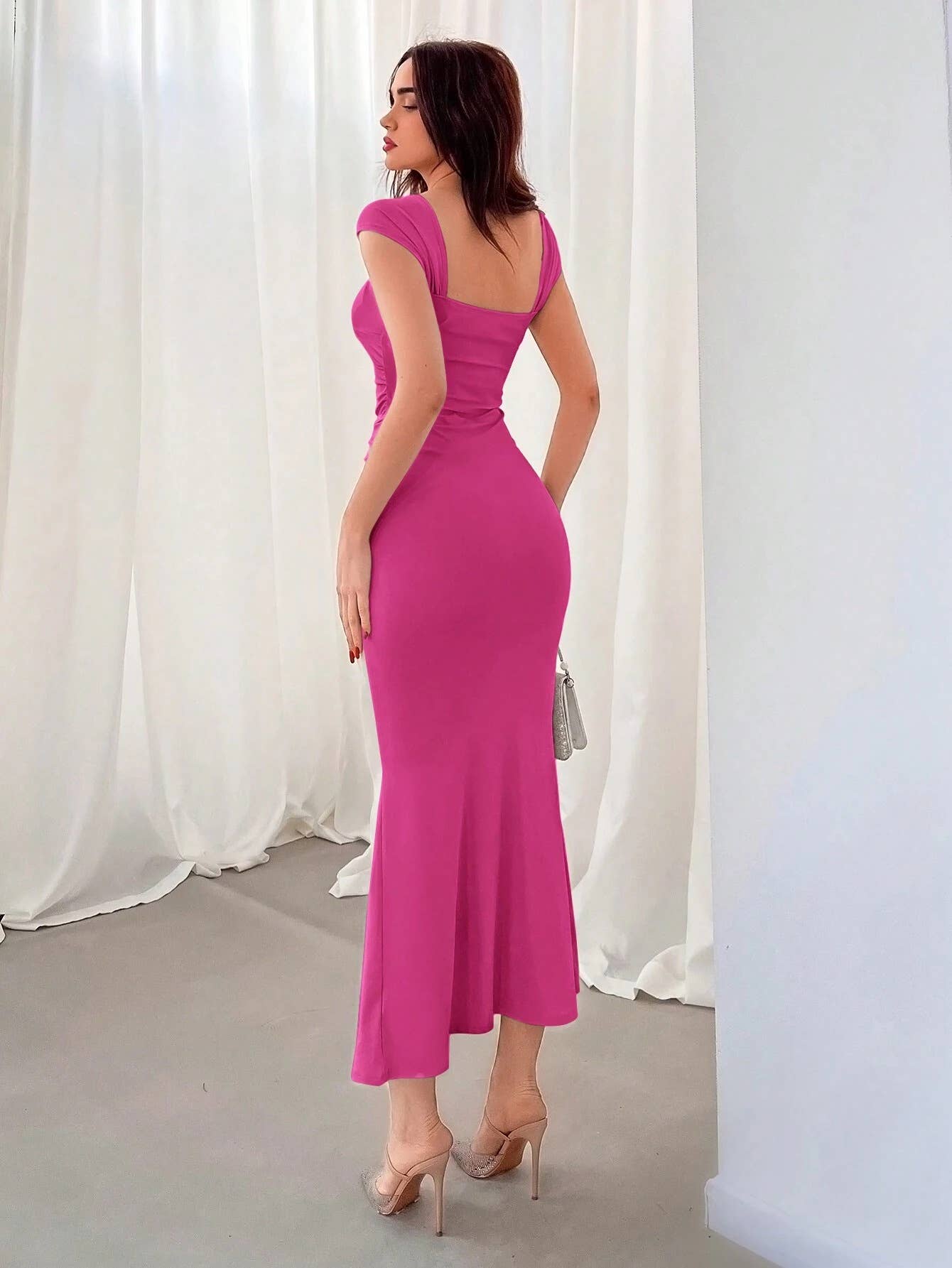 Slim niche pleated milk silk long fishtail skirt