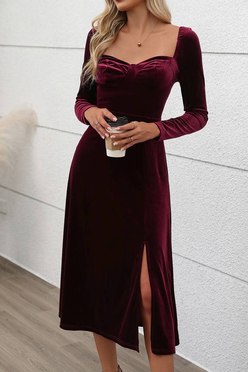 CWDMD4819_AUTUMN AND WINTER TEMPERAMENT DRESS WITH SLITS