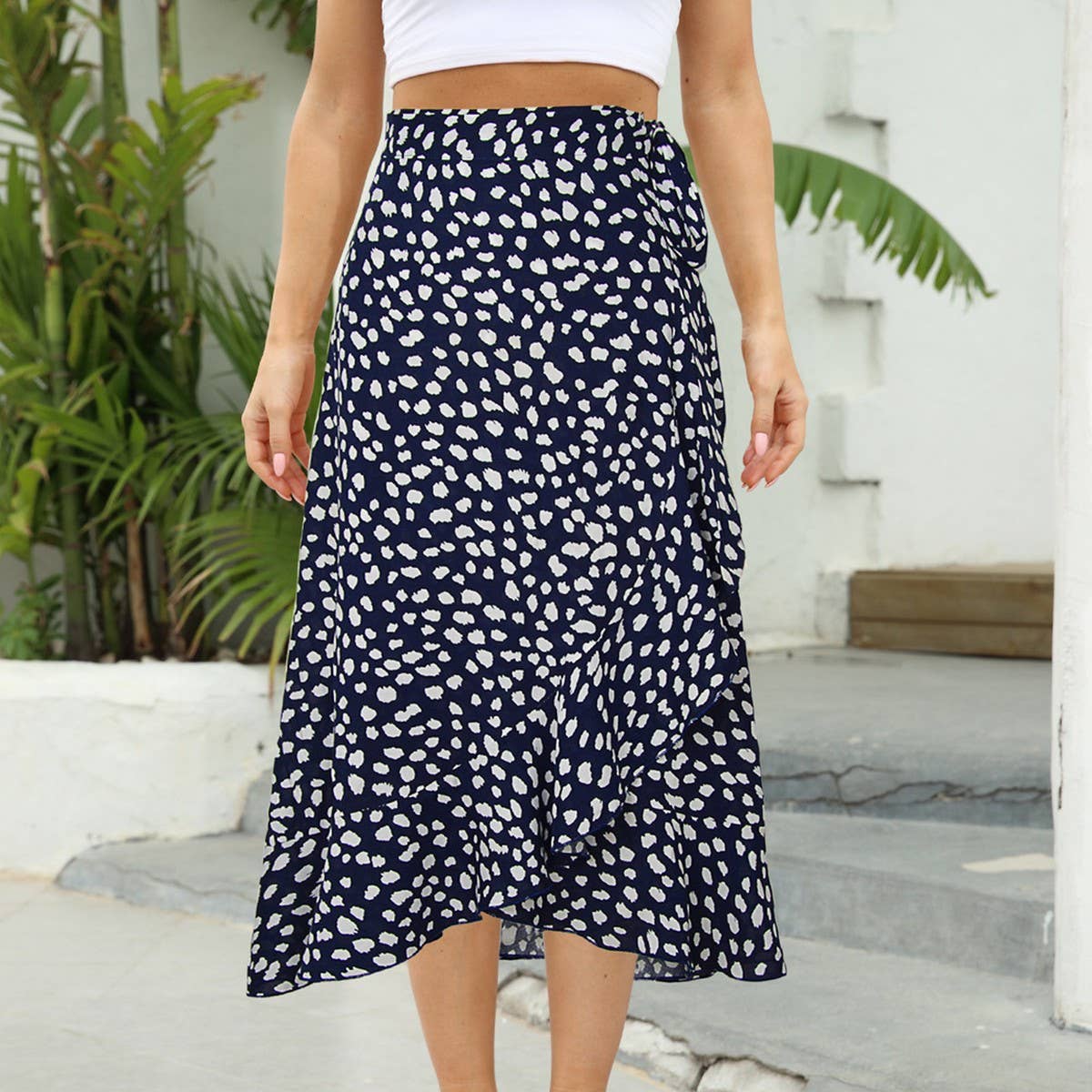 ONE-PIECE PRINTED LONG SKIRT IRREGULAR CASUAL SKIRT_CWAB4813