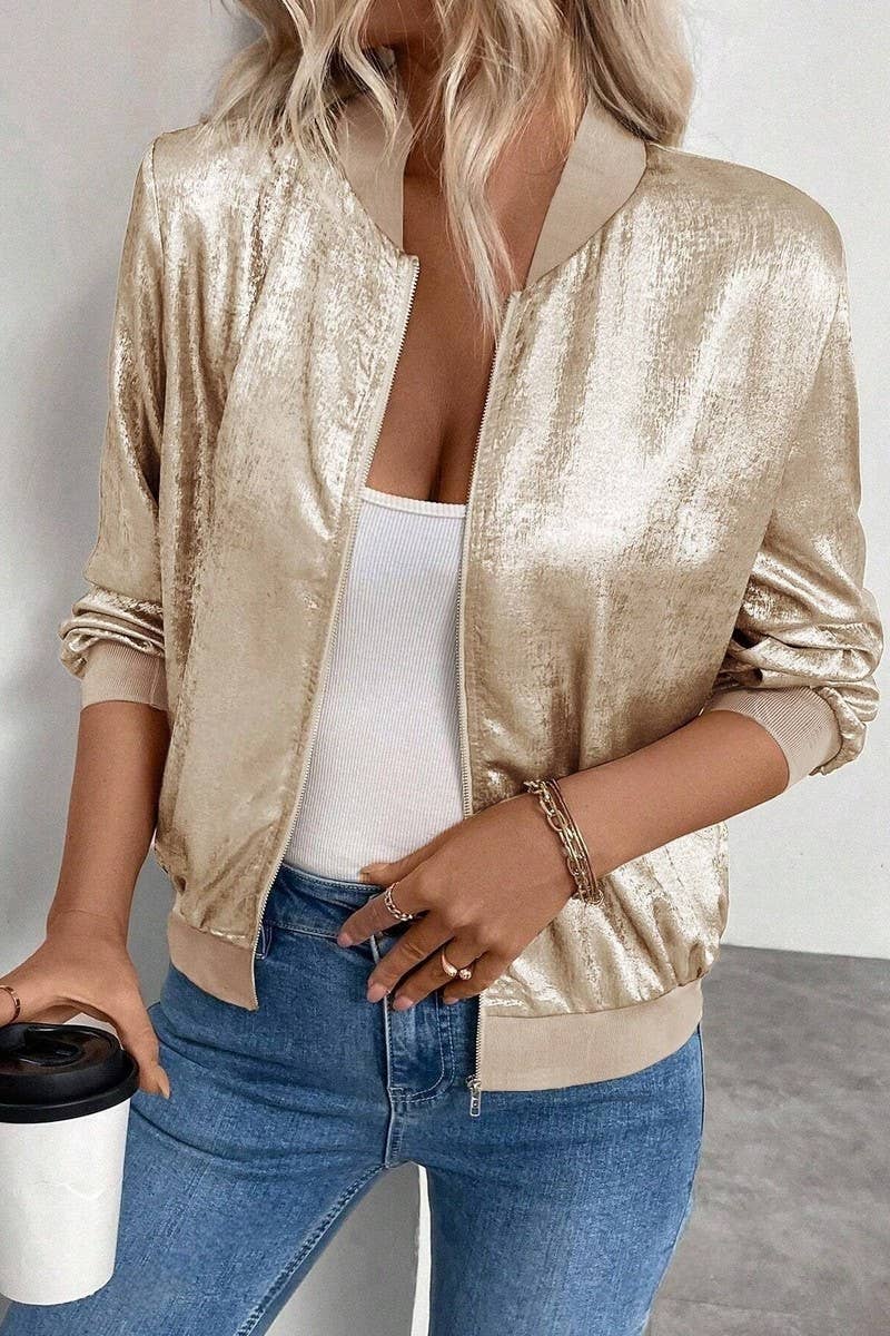 CWOCO1187_SOLID ZIP-UP SLIM FIT LIGHTWEIGHT CASUAL JACKET