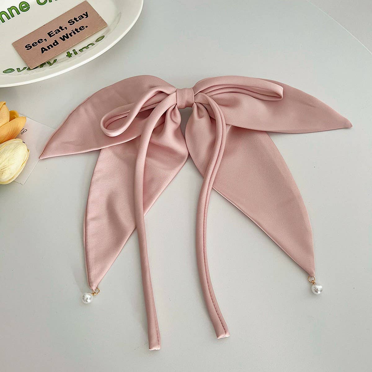SOLID COLOR RIBBON BOW VERSATILE HAIRPINS_CWAHA1185