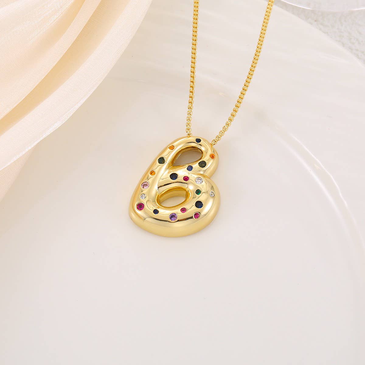 Creative Glossy Colorful Letter Pendant Necklace