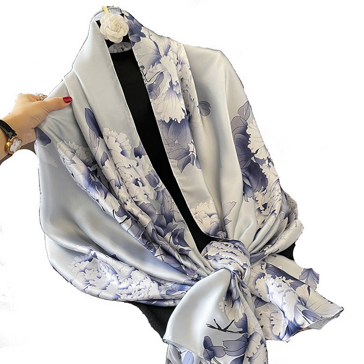 Silky Satin Long Scarf Shawl ? Versatile Wrap