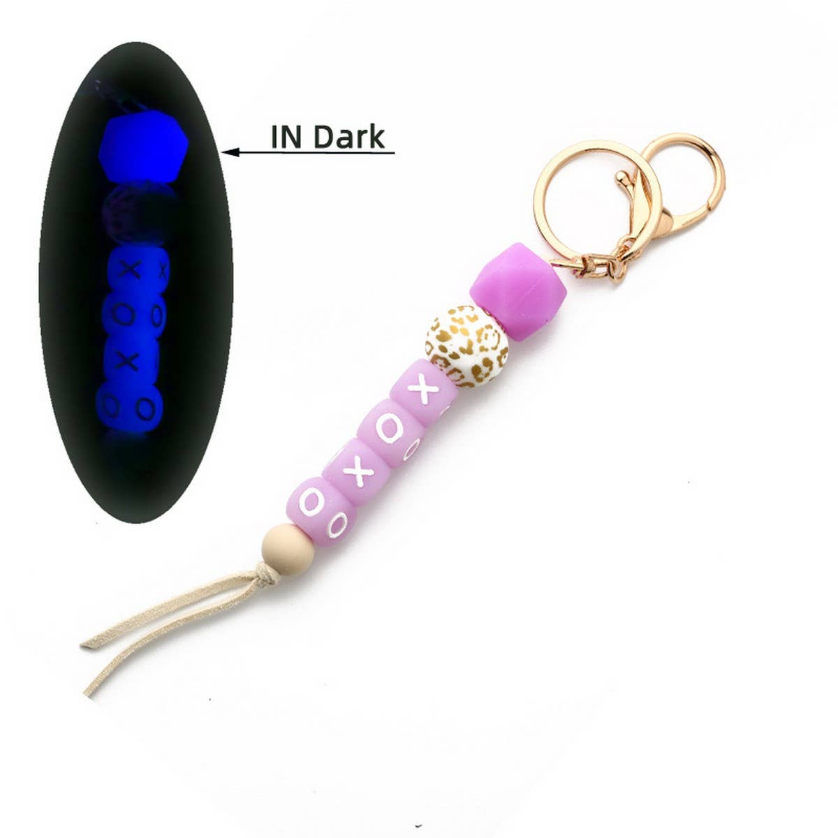 Glow Bead Bracelet Neon Silicone Wristlet Keychain_CWAB5095
