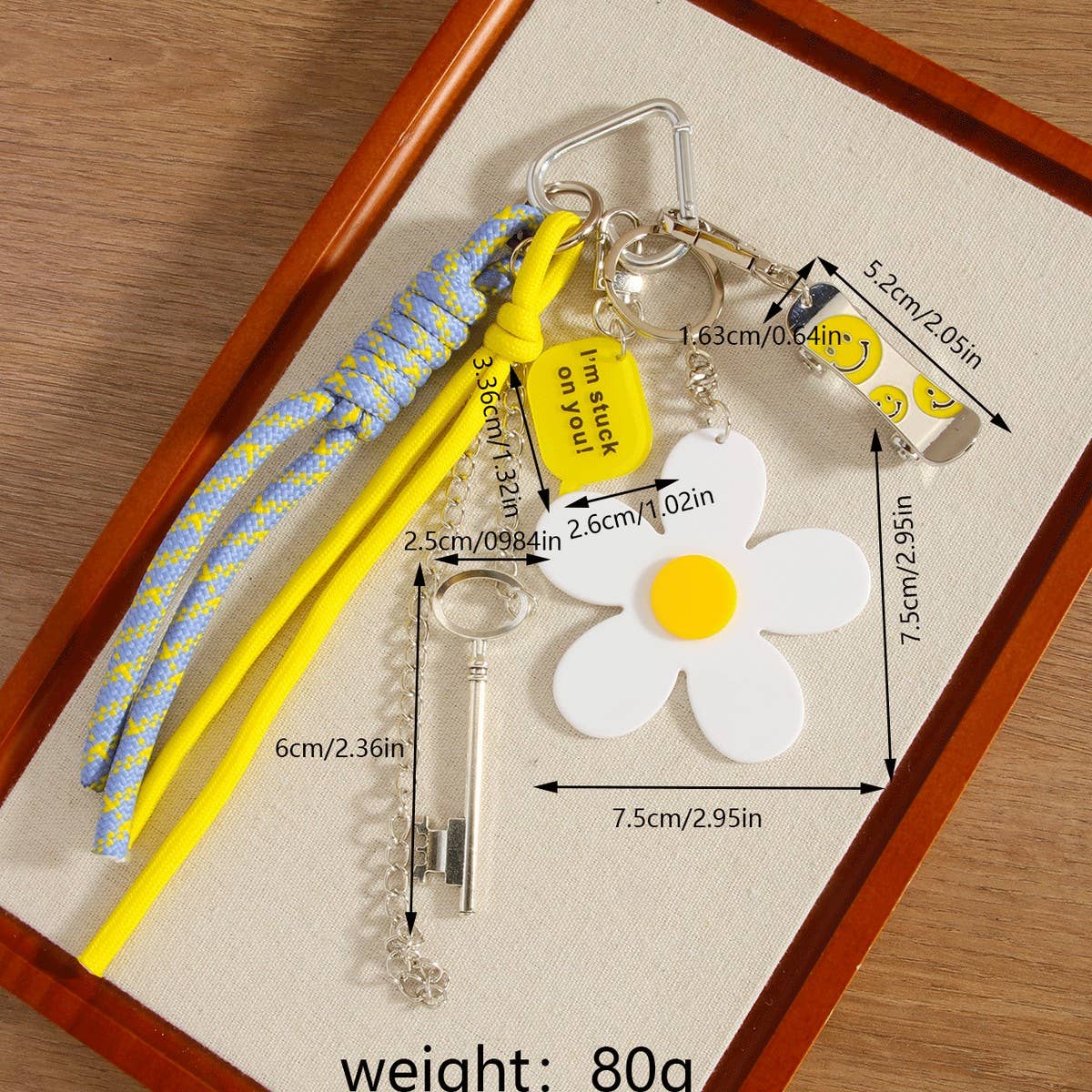 Mini Skateboard Keychain with Daisy & Letter Charm