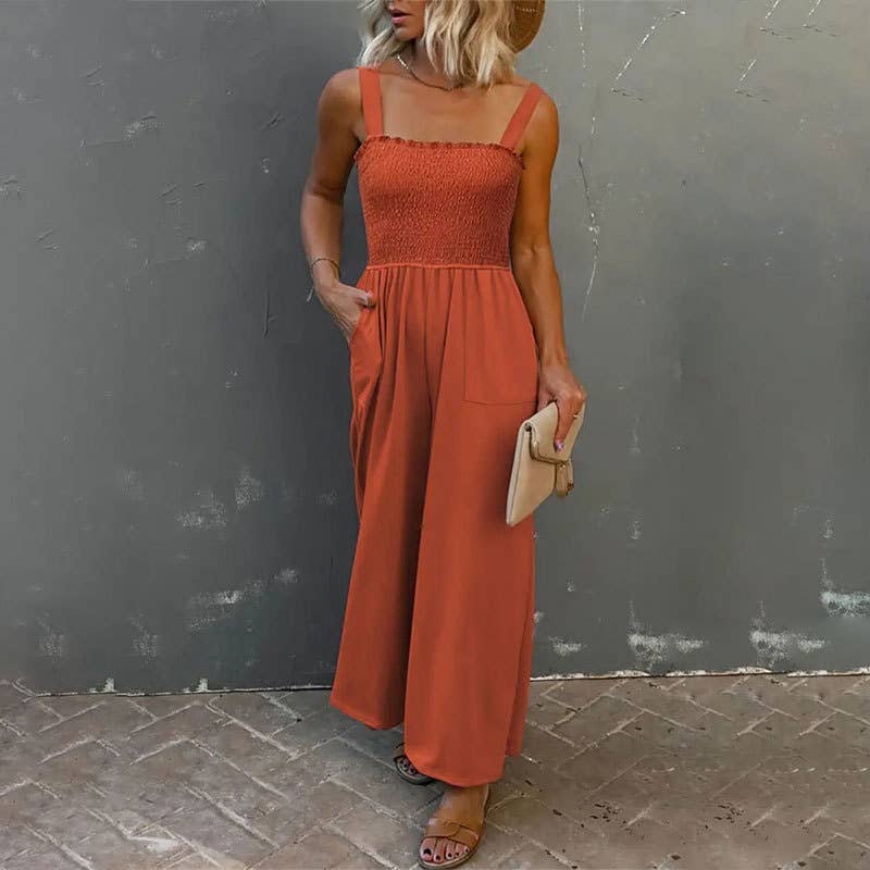 Loose straight leg casual broadleg jumpsuit