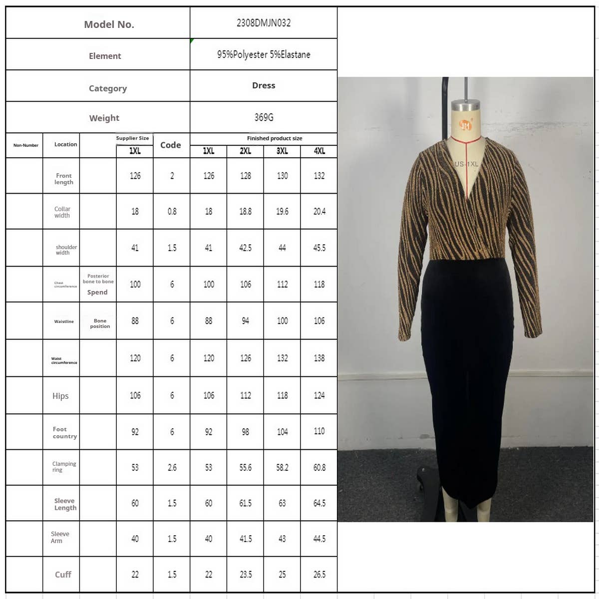 Long Sleeve Bodycon Dress ? Deep V Patchwork