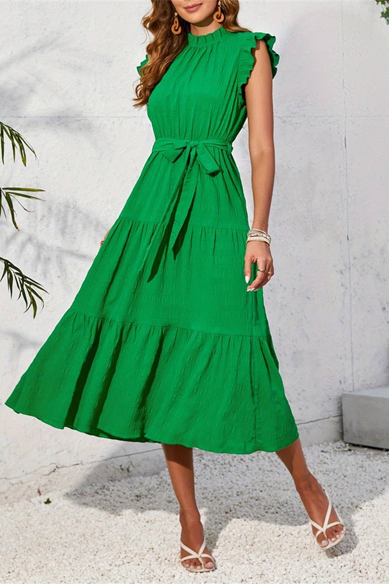 CWDMD5055_SUMMER ROMANTIC RUFFLE LONG LAYERED CAKE DRESS