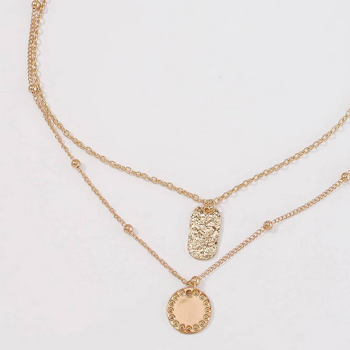 GEOMETRIC RETRO STYLE DOUBLE-LAYER NECKLACE