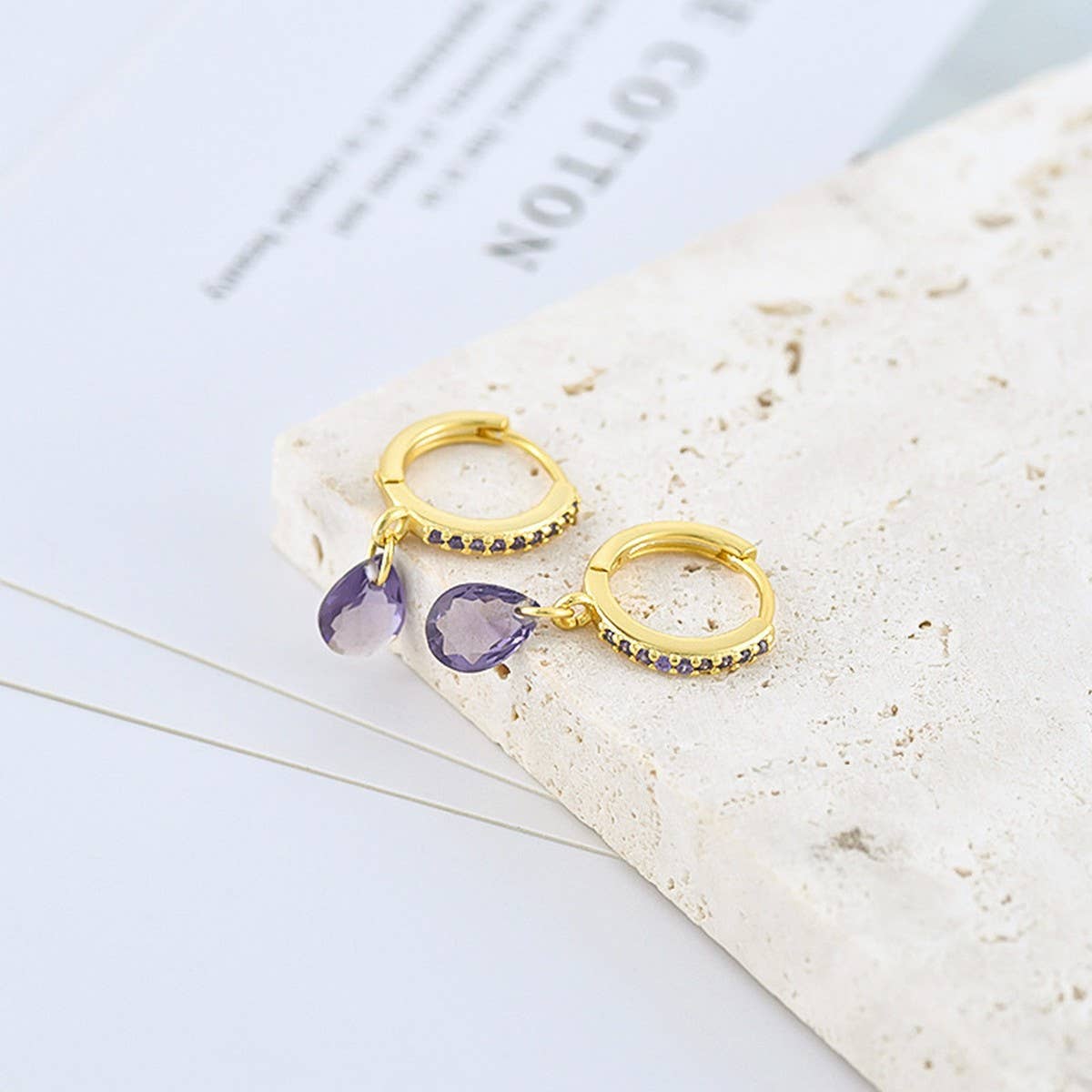 GEOMETRIC TEARDROP DIAMOND FRENCH EARRINGS