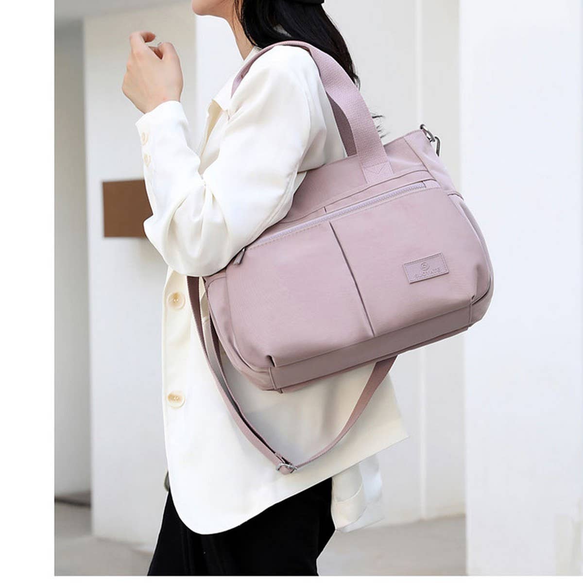 FASHION SOLID COLOR HANDBAG SHOULDER MESSENGER BAG_CWAB3445