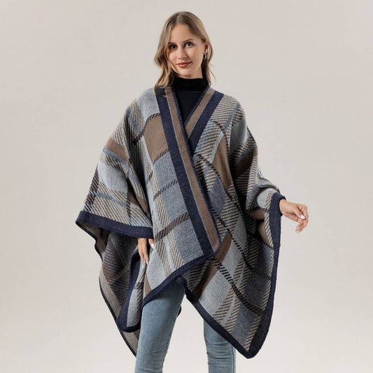 SHAWL FAUX CASHMERE JACQUARD SLIT CAPE