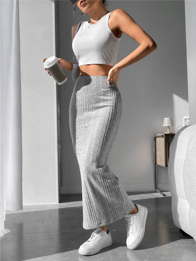 CASUAL SKIRT SLIM IRREGULAR STRIPED SKIRT