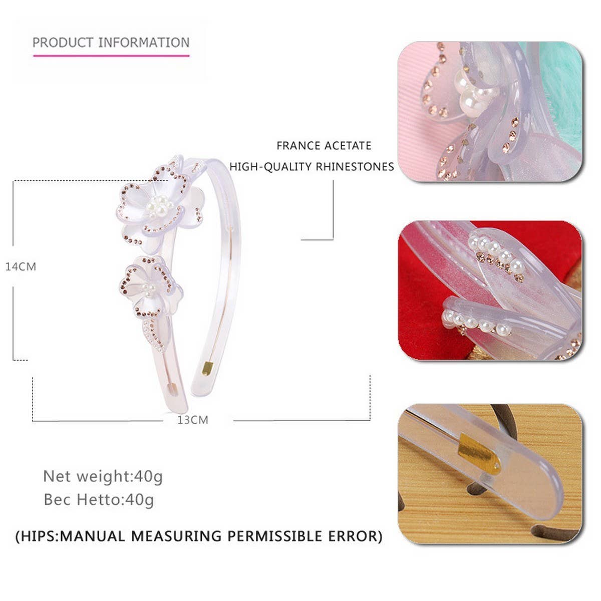 SWEET RHINESTONE FLOWER HEADBAND WIDE BRIMHEADBAND