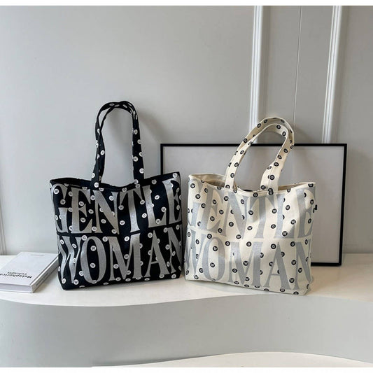 2024 NEW TEXTURED LETTERING CANVAS SHOULDER BAG_CWAB2693