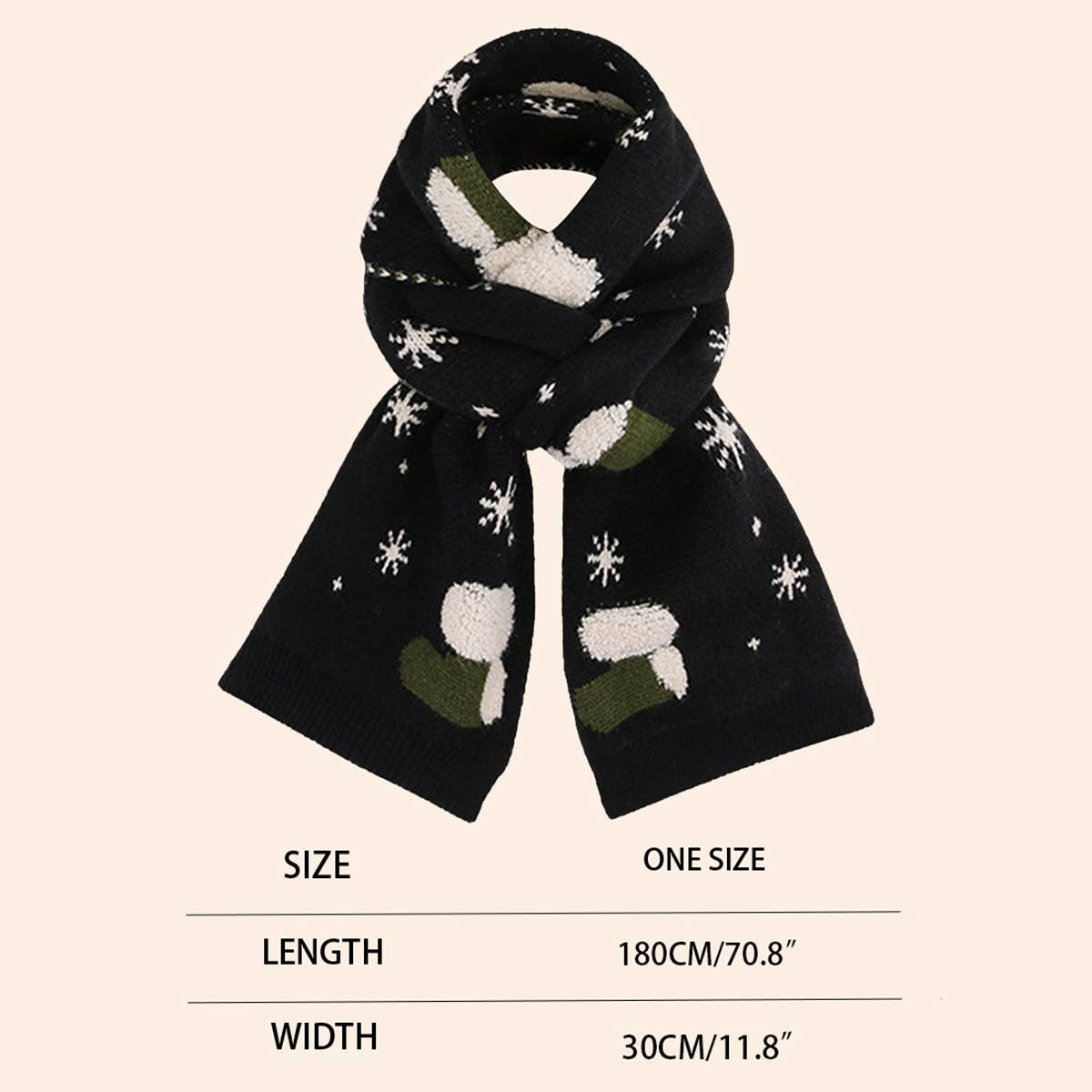 Red Knit Christmas Scarf - Faux Cashmere Reindeer_CWASC0127