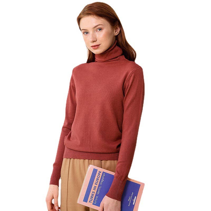 SOLID COLOR TURTLENECK KNIT STYLE ALL-IN-ONE BASE