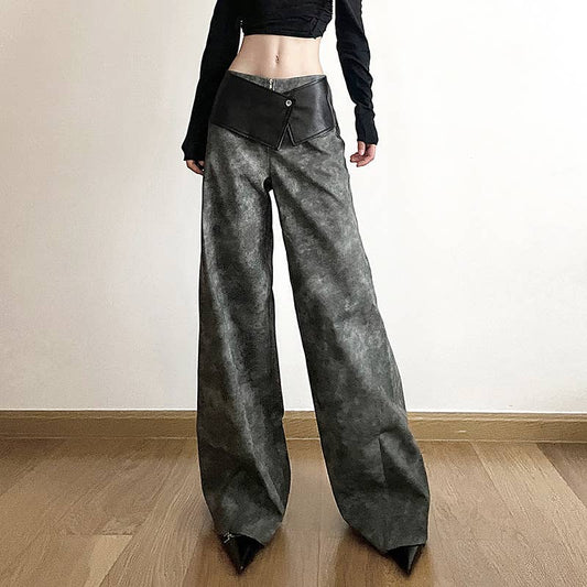 Street fashion high-waisted loose wide-leg pants