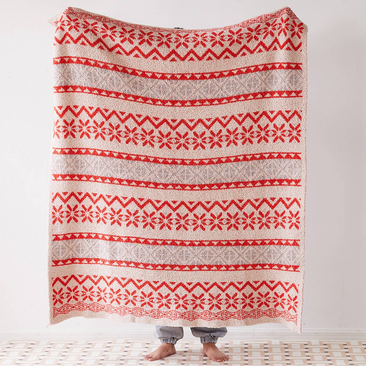 CHRISTMAS SNOWFLAKE KNITTED JACQUARD BLANKET